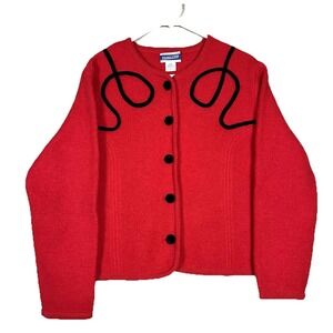 Vintage Pendleton Wool Sweater Cardigan L Red Classic Preppy Old Money Festive